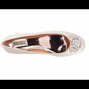 Ivory Badgley Mischka satin embellished flats